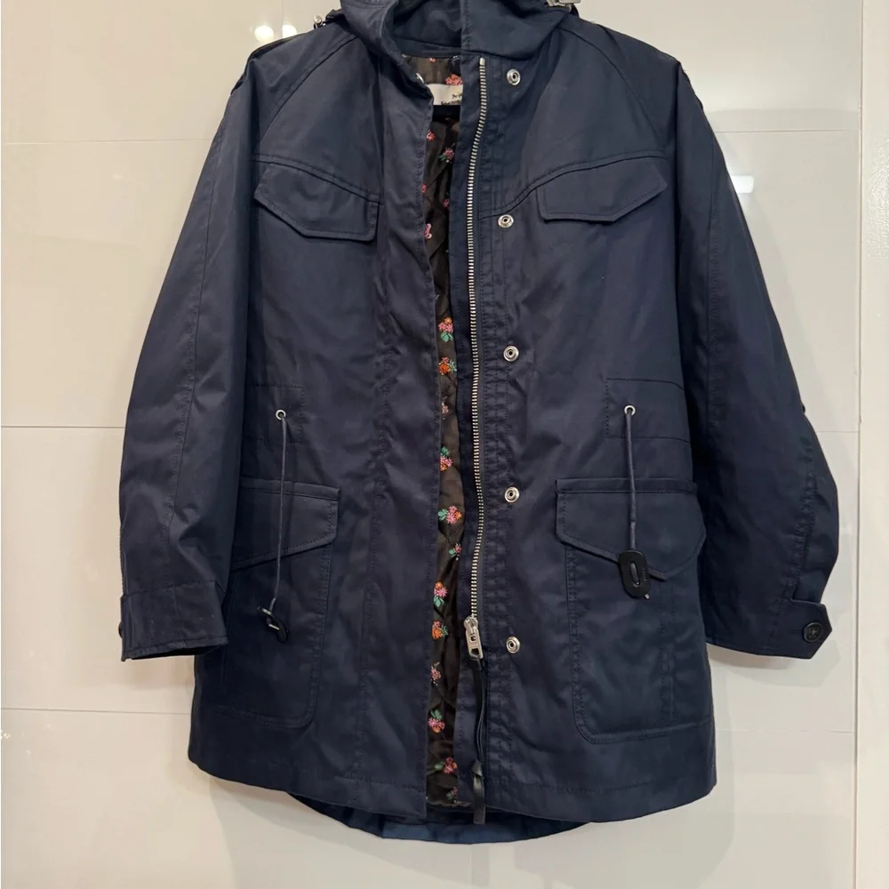 Coach Navy Utility Jacket XS Removable Liner Hooded Parka NWOT - Picture 7 of 12